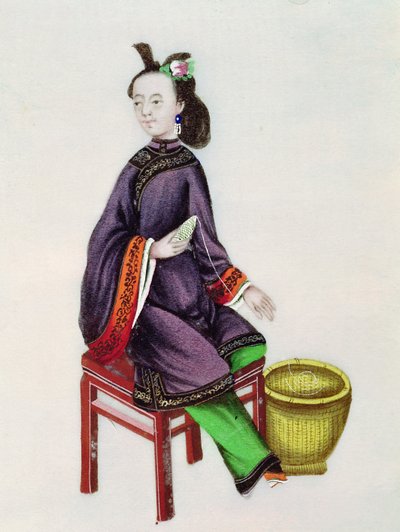 Une femme chinoise faisant une bobine, période Qianlong (1736-96) - Chinese School